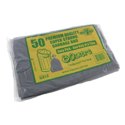 MaxValu 80L Extra Strength Garbage Bags Black Bin Liners 92 x 78cm – 200 Bags Carton
