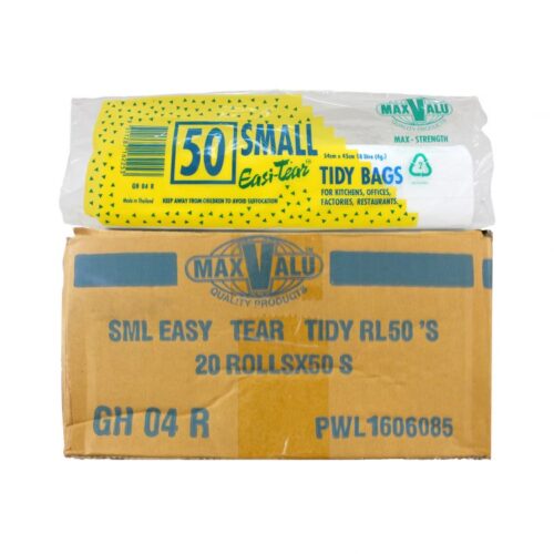 MaxValu Easy Tear Tidy Bag Bin Liners – White Kitchen & Office Garbage Bags, 18L / 27L / 36L, 1000 Bags Per Carton