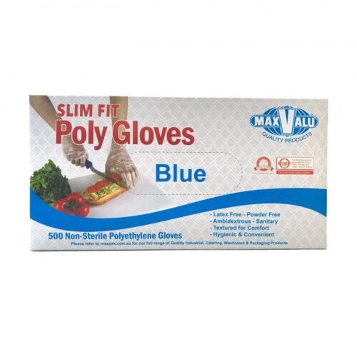 MaxValu bulk blue poly gloves 500 pack disposable polyethylene gloves Australia