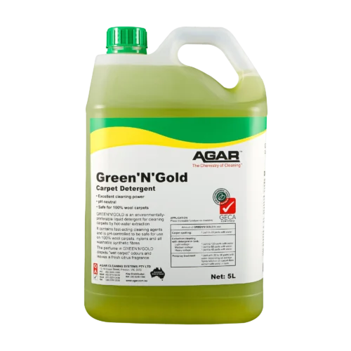 Agar Green'N'Gold GECA Certified Eco-Friendly Carpet Extraction Detergent for Sustainable Commercial Carpet Cleaning