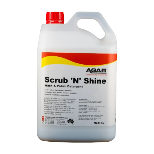 Agar Scrub N Shine floor detergent and polish restorer bottle - Nova Cleaning Supplies Melbourne