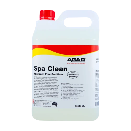 Agar Spa Clean 5L spa bath pipe cleaner and sanitiser bottle